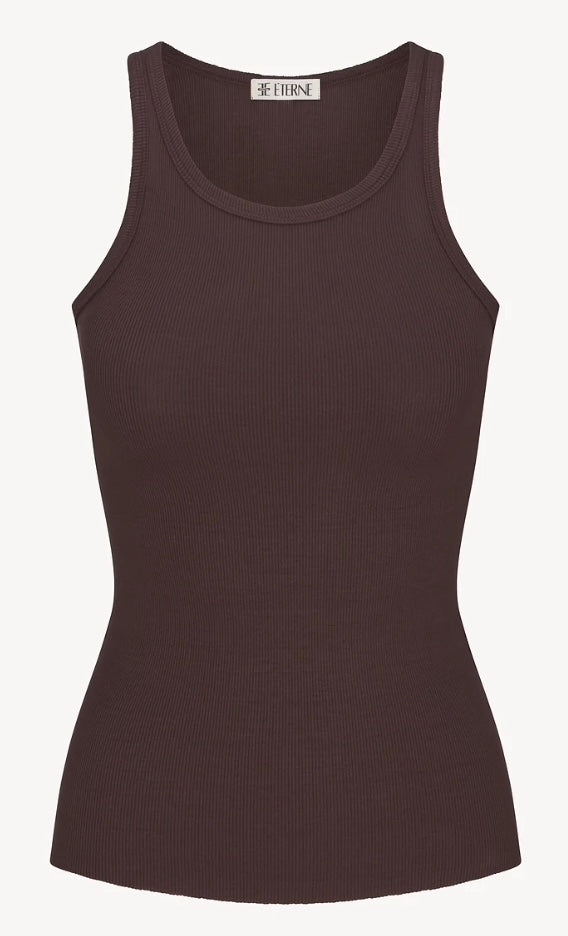 High neck fitted tank (espresso)