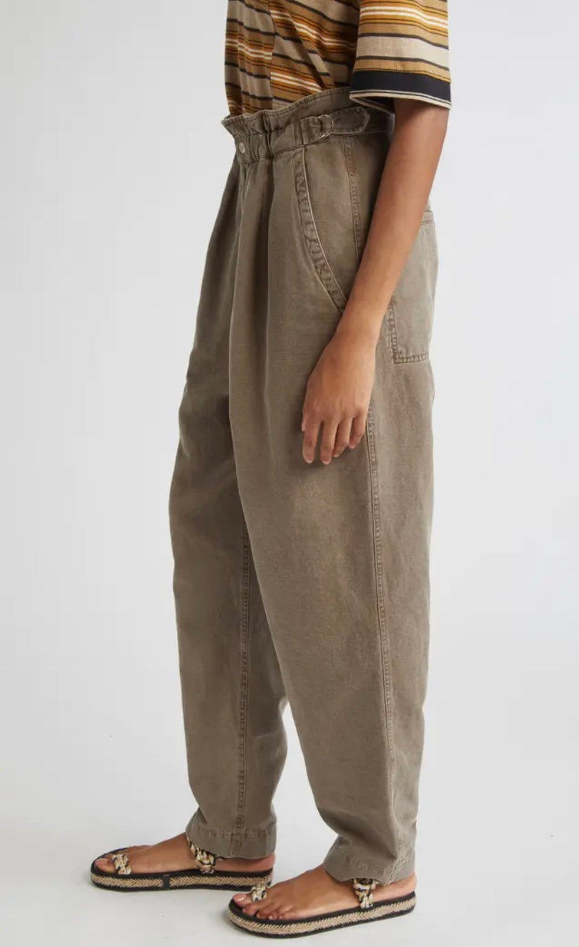 Neariah cotton & linen dark brown pant