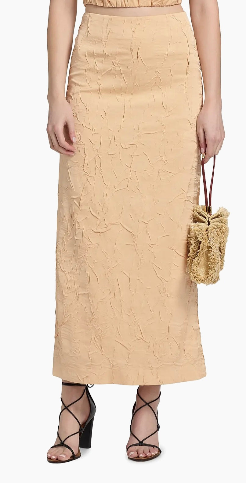 Inez Satin Pencil Skirt Driftwood