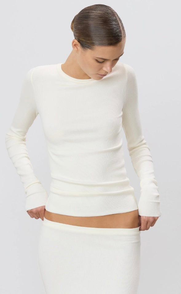 Long sleeve fitted top (cream)