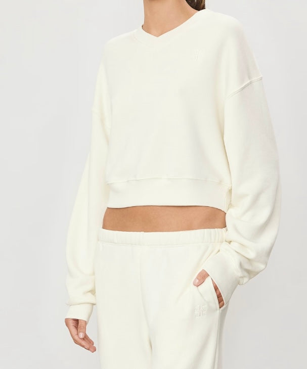 Cropped V-Neck Sweatshirt