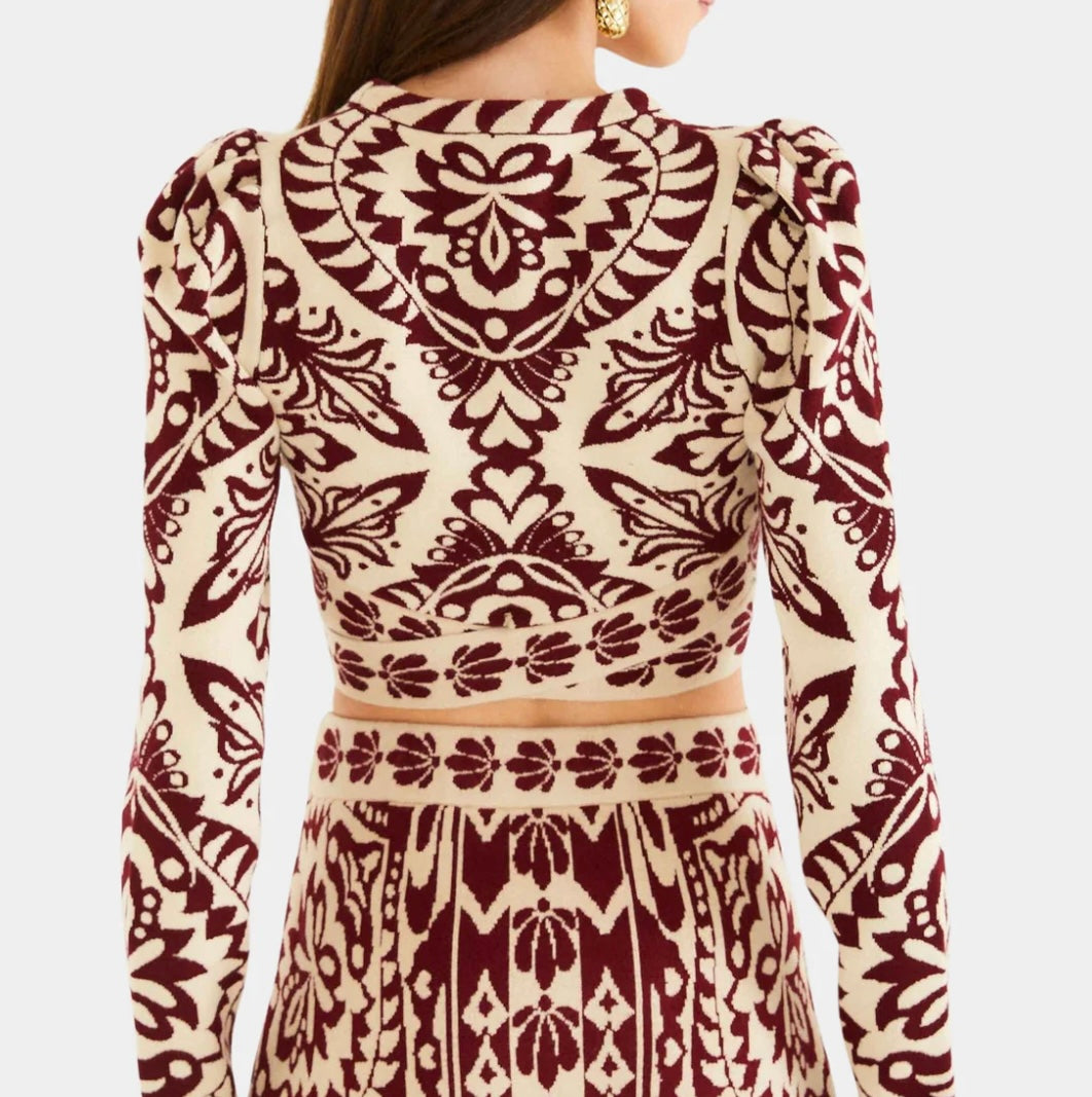 Pineapple Love Burgundy Knit Topping