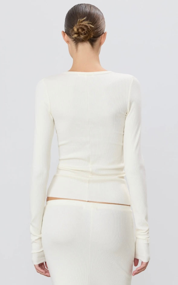Long sleeve fitted top (cream)