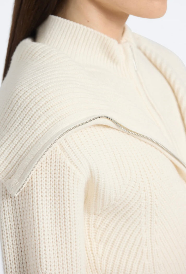 Jayne layered zip front sweater (ivory)