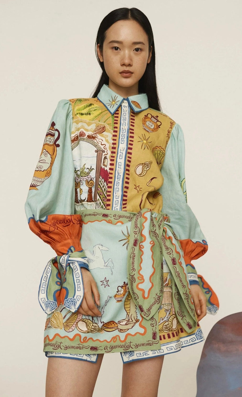 SURREALIST SUMMER MINI SHIRTDRESS