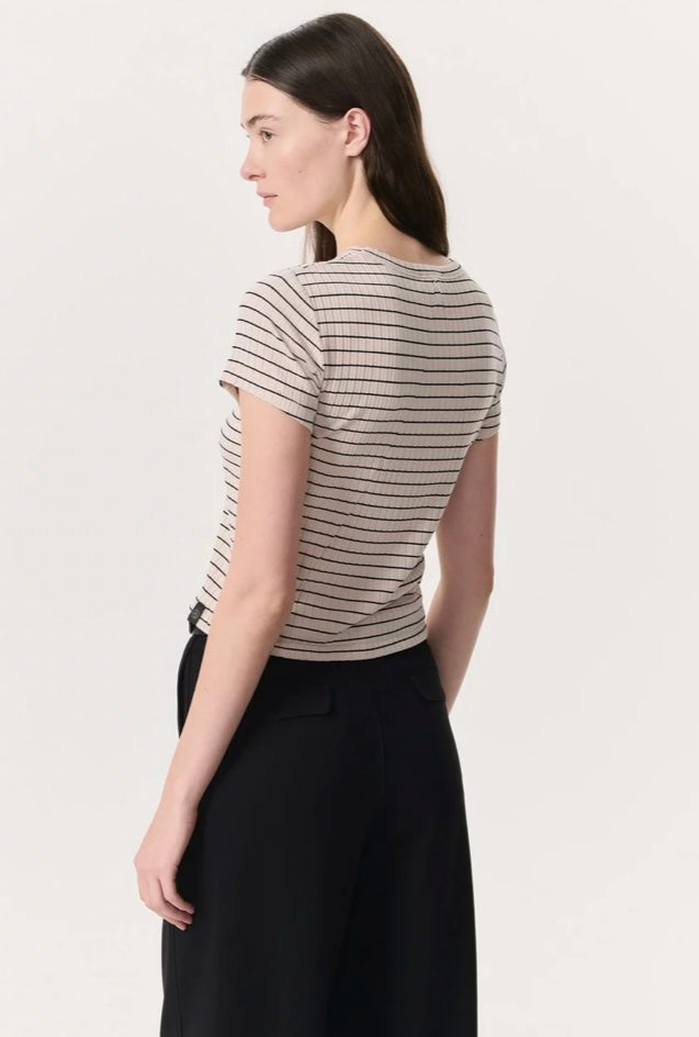 Luca Striped Rib-Knit Baby Tee