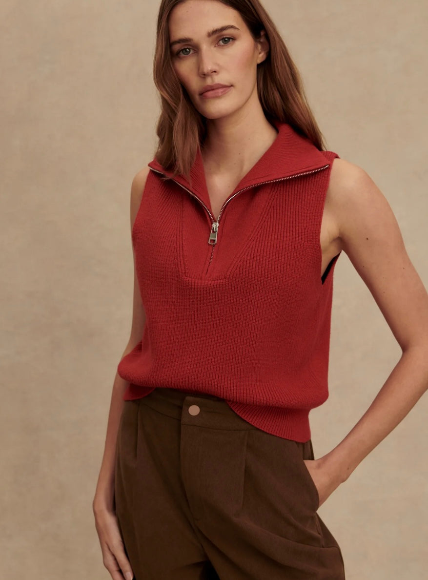 Amina Half Zip Knit Top (Lava Falls)