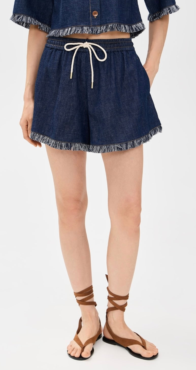 Rhiannon Fringe Denim Shorts - Main Image
