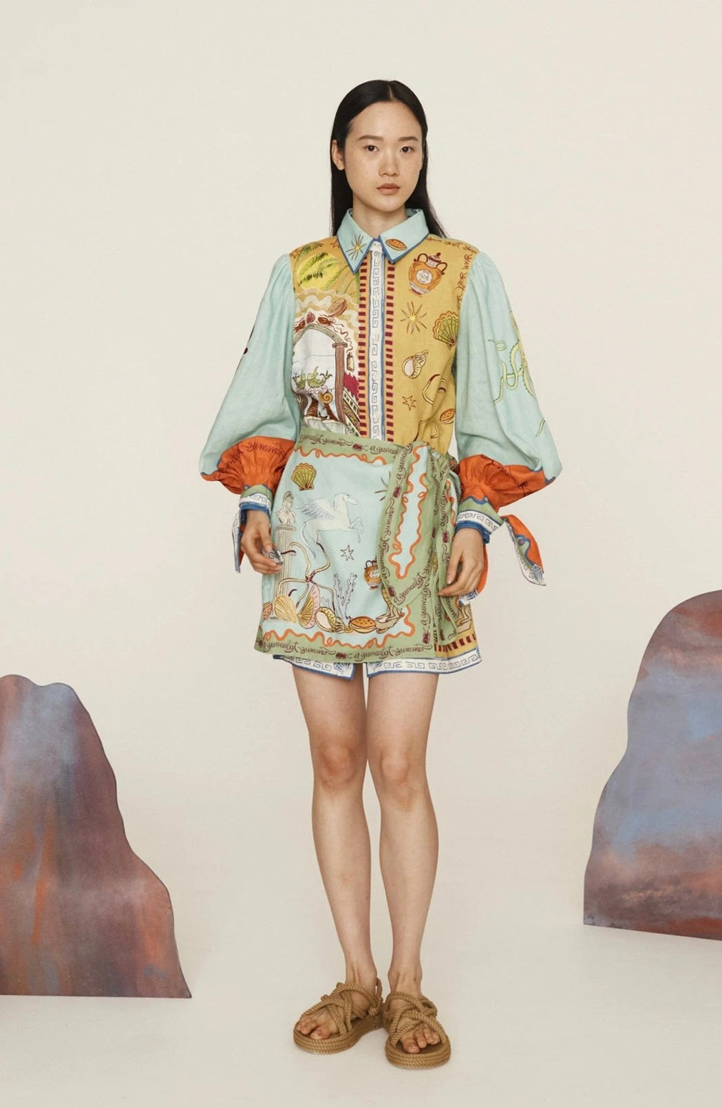 SURREALIST SUMMER MINI SHIRTDRESS