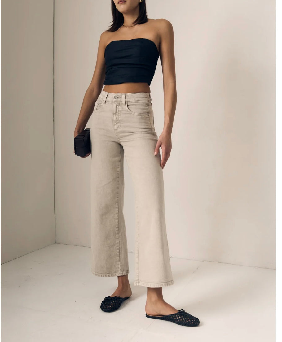 Juliette Wide-leg Ankle Jeans — Desert Sands