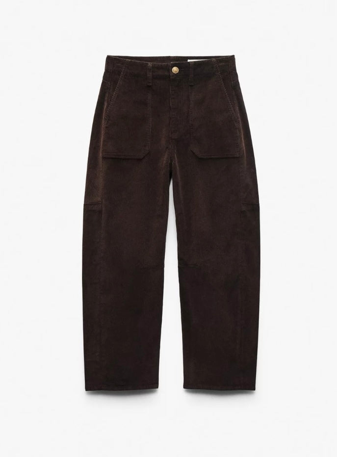 Charlie Ankle Barrel Corduroy Pants
