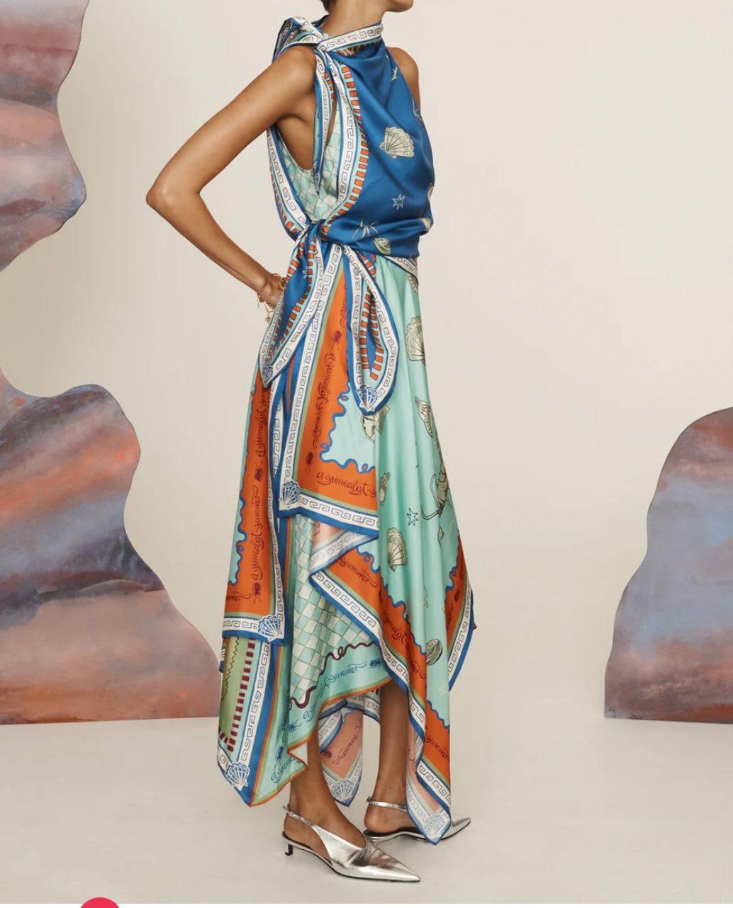 SURREALIST SUMMER SCARF MIDI DRESS