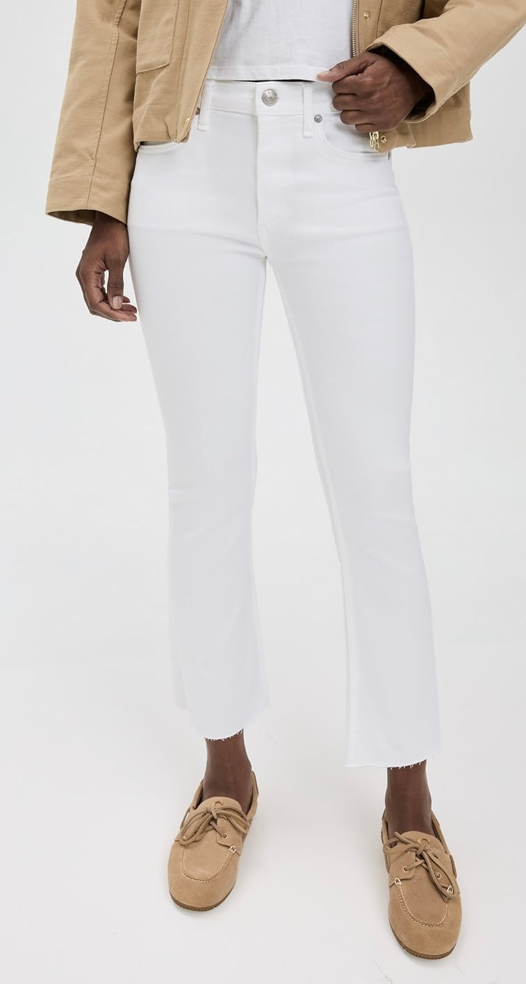 Flexi Peyton Mid Rise Ankle Bootcut Jeans (White)