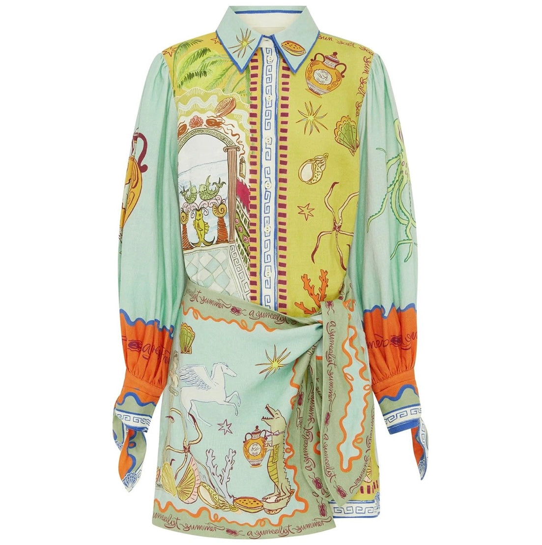 SURREALIST SUMMER MINI SHIRTDRESS