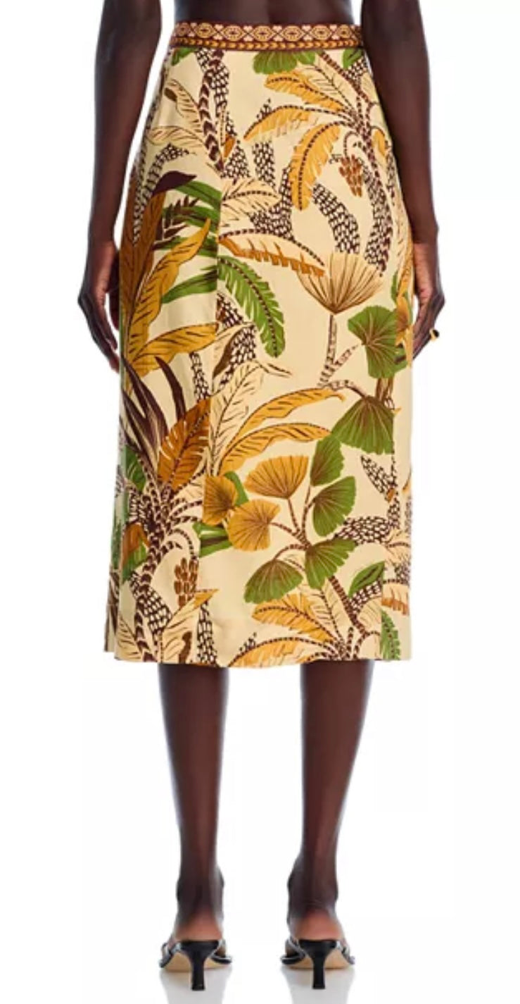 Foliage Sketch Sand Midi Skirt
