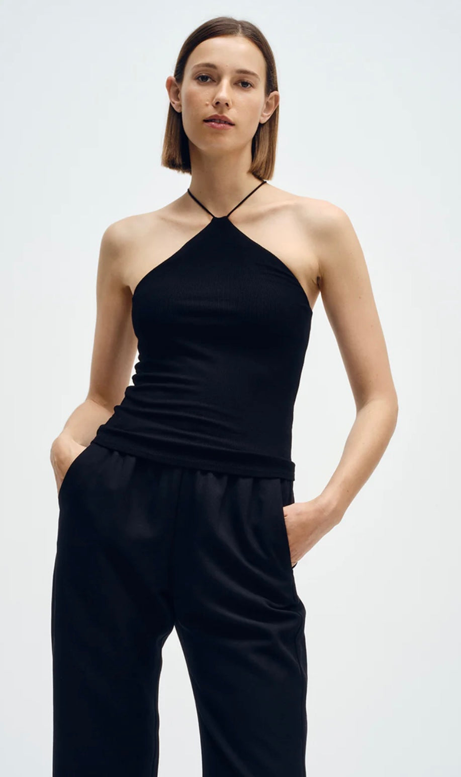 SILK RIB HALTER TANK
