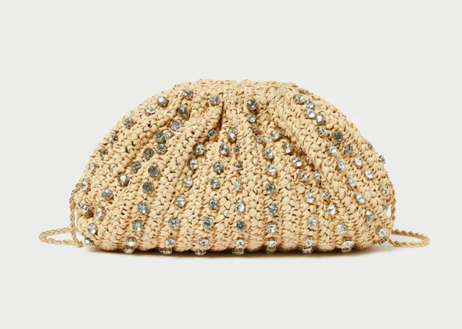 Bailey Natural/Crystal Dome Clutch