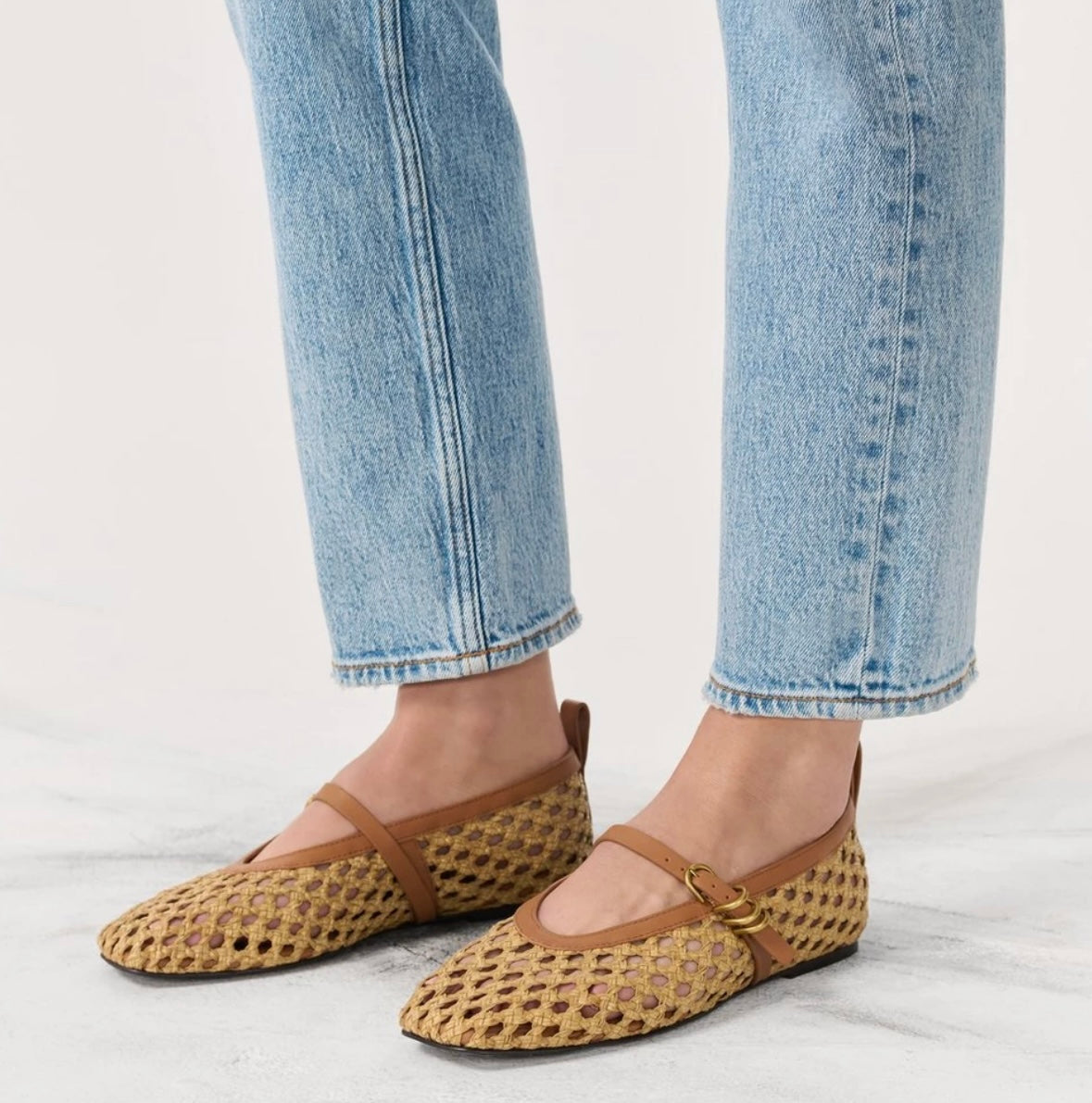 Spire Woven Faux Leather Mary Jane Shoes