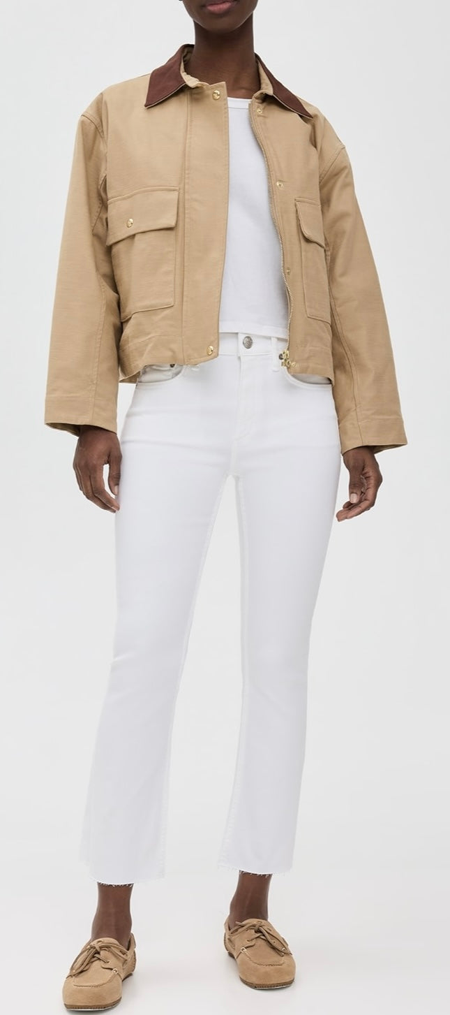 Flexi Peyton Mid Rise Ankle Bootcut Jeans (White)