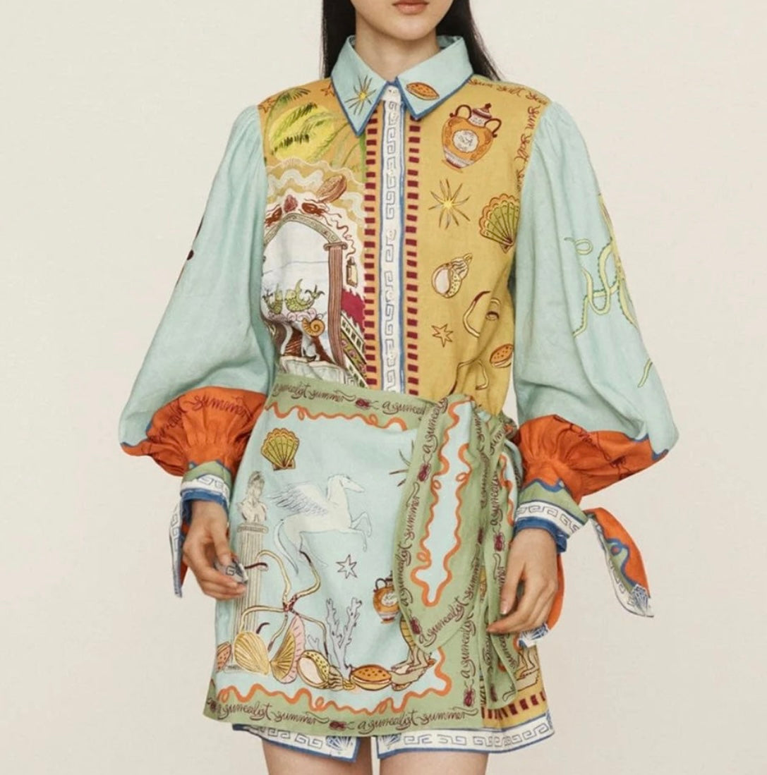SURREALIST SUMMER MINI SHIRTDRESS