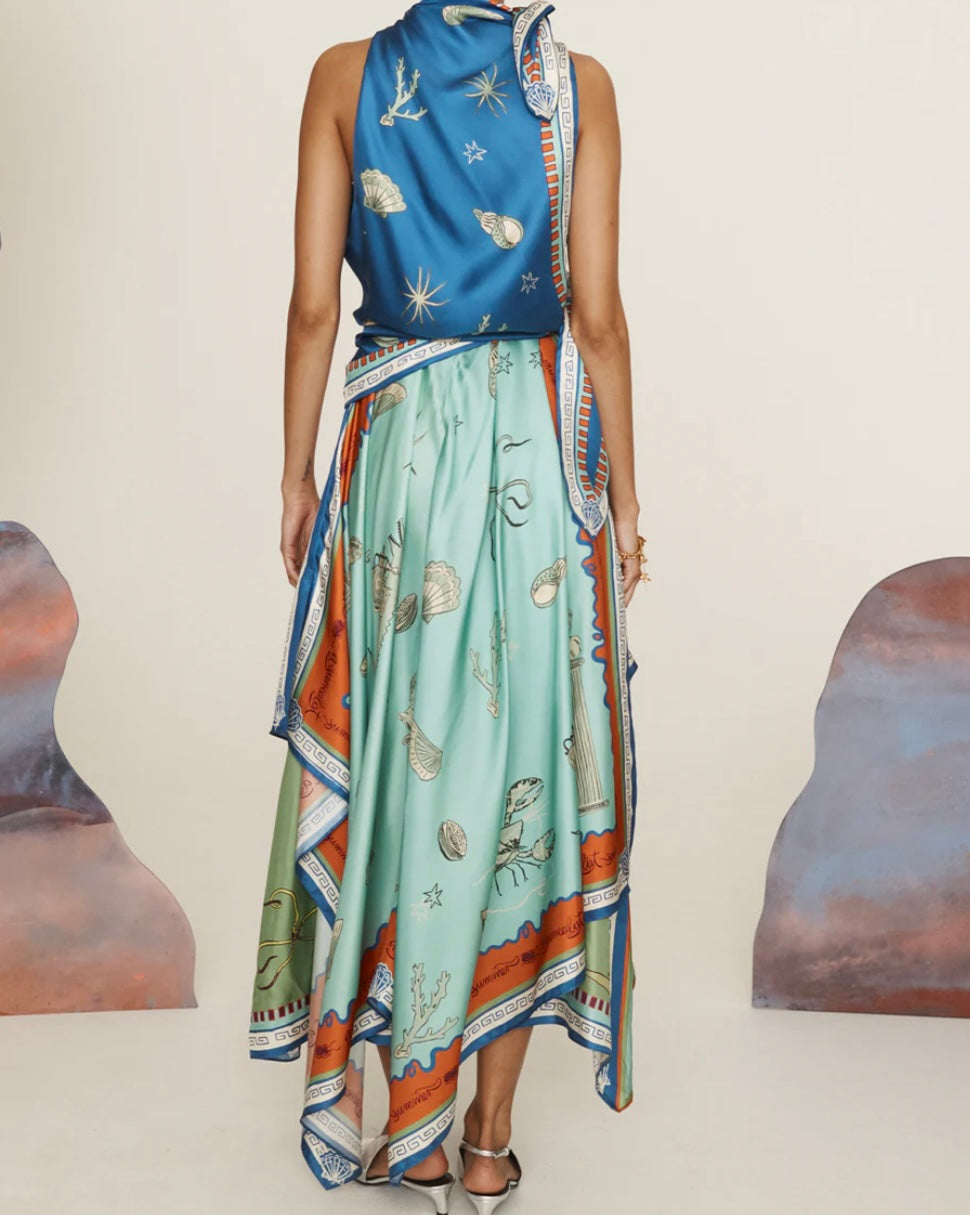 SURREALIST SUMMER SCARF MIDI DRESS