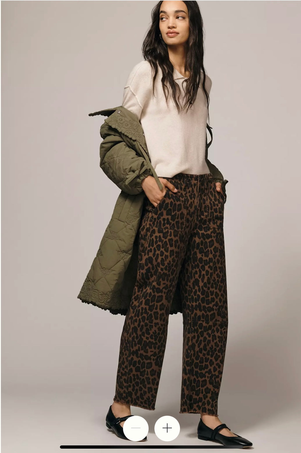 Utility Soft Barrel Jean -Dark Leopard