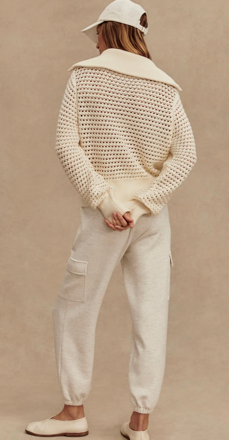Eloise Full Zip Knit (Egret)