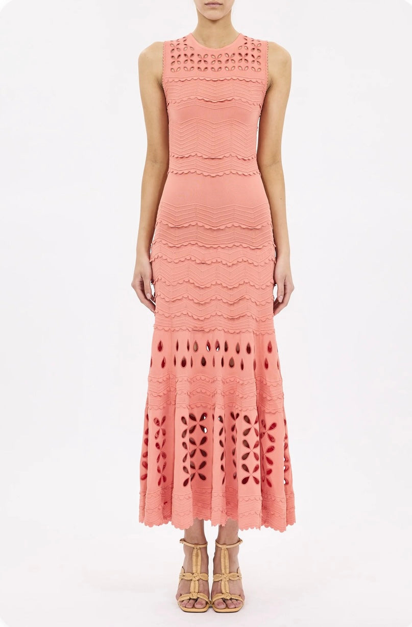 Lakshmi Eyelet Knit Dress Coral Peony