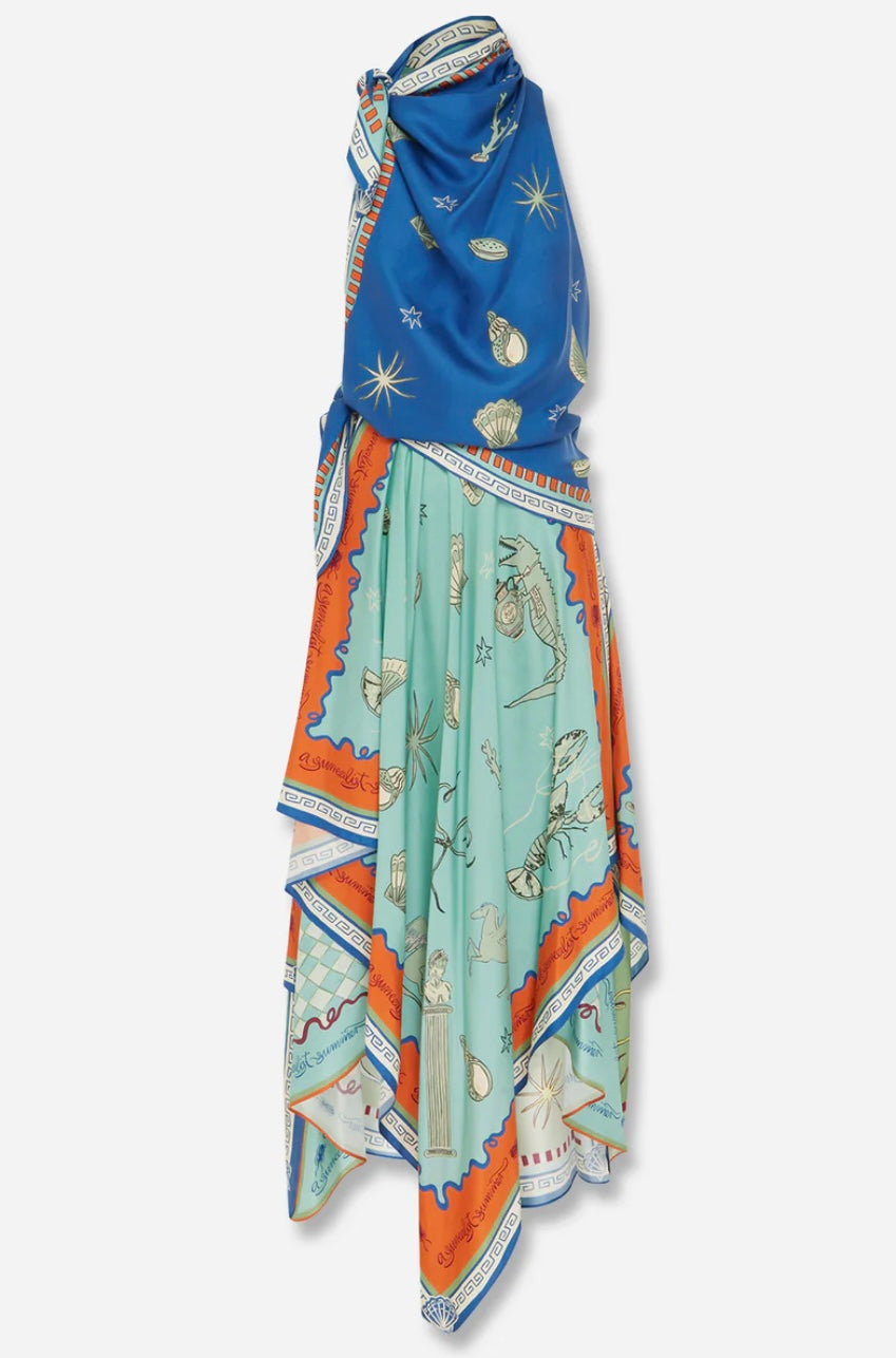 SURREALIST SUMMER SCARF MIDI DRESS