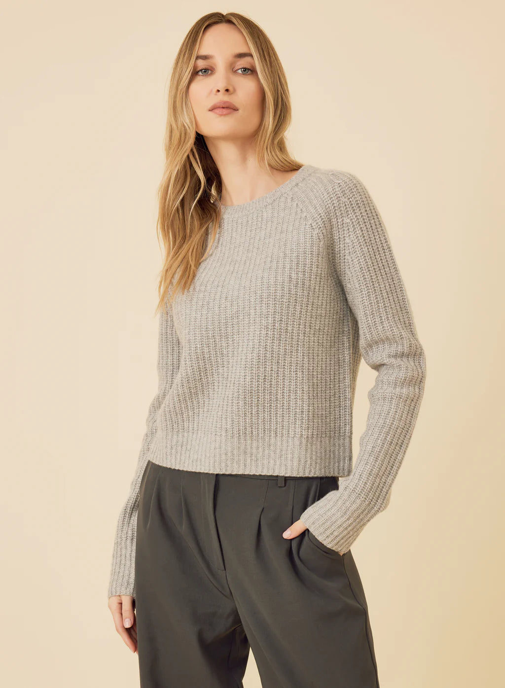 One Grey Day - Blakely Rib Cashmere Sweater Grey