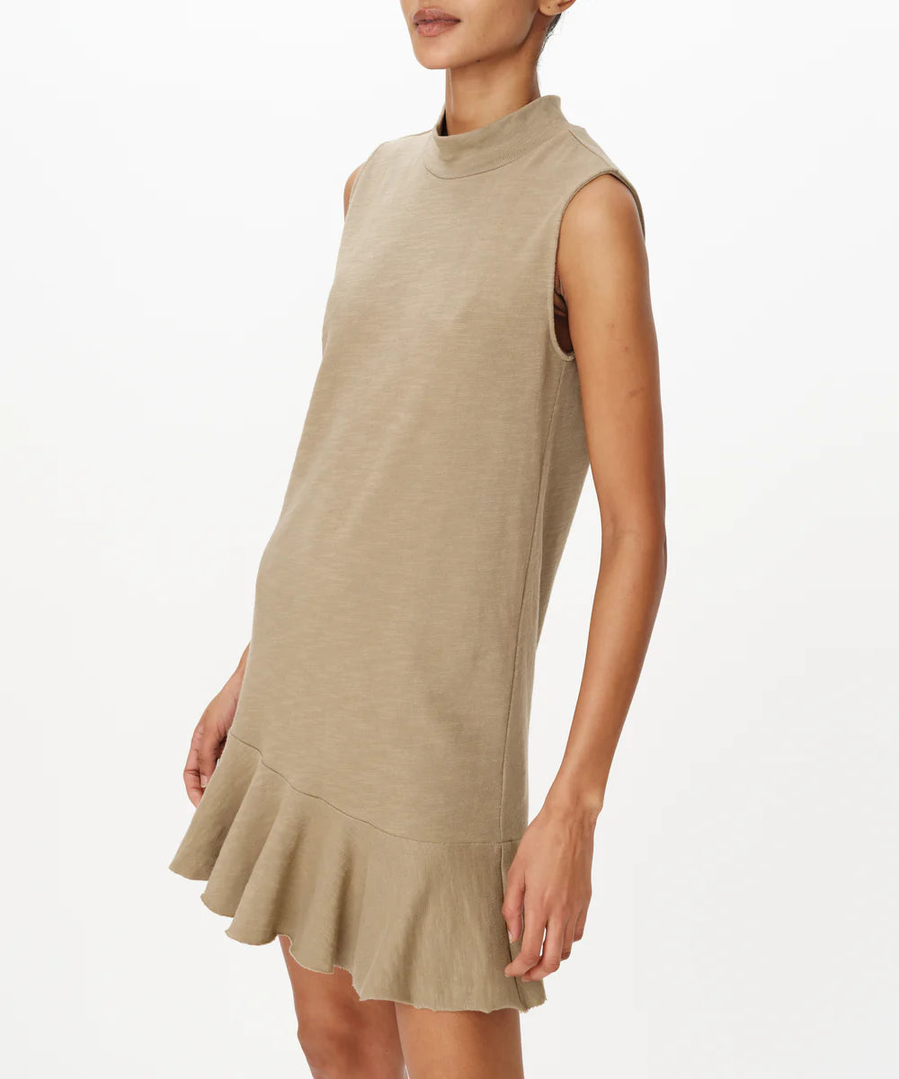 ATM Heavy Slub Jersey Turtleneck Mini Dress - Faded Army