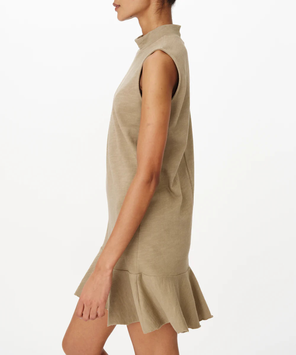 ATM Heavy Slub Jersey Turtleneck Mini Dress - Faded Army