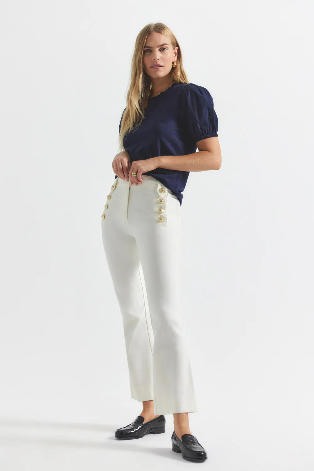 Robertson Crop Flare Trouser (Soft White)