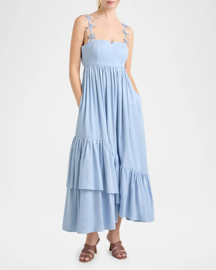 chinese dress ladies Baby Blue Blooms Maxi Dress Xs Blue by Lane 201 main image 1