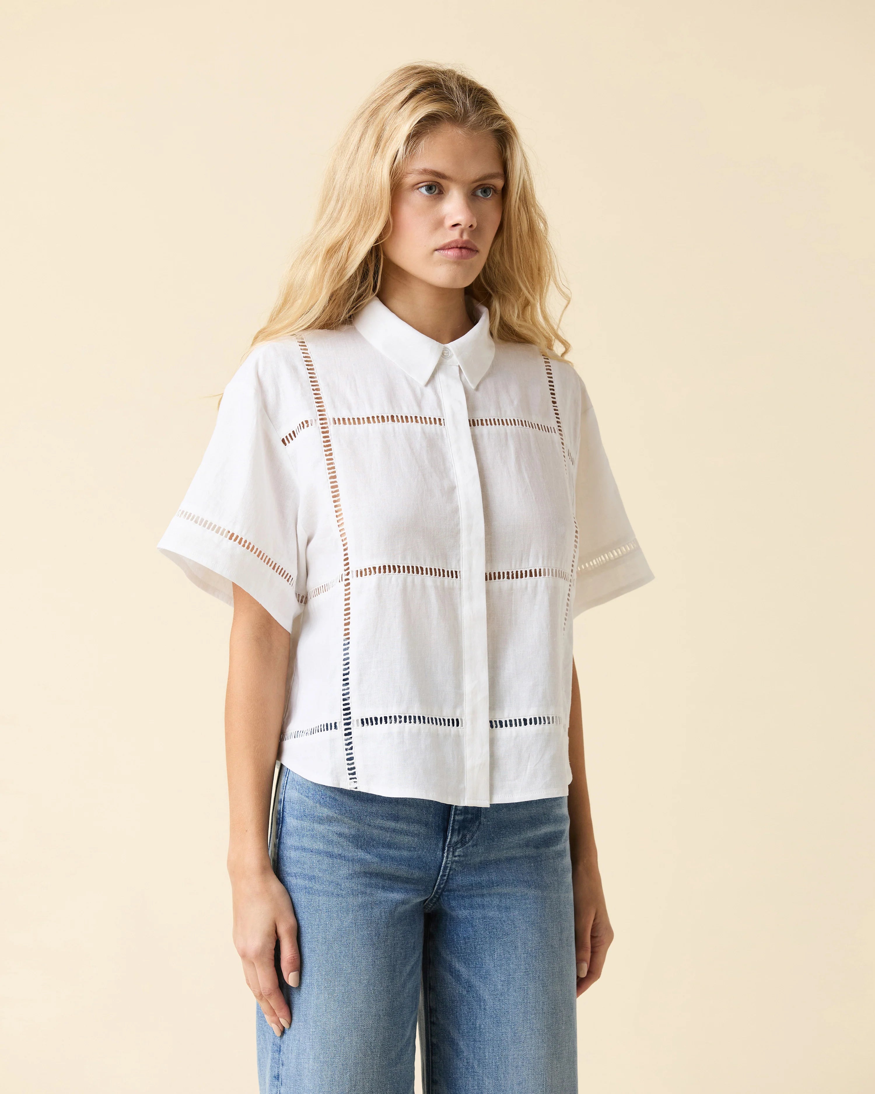 eyelet white shirt