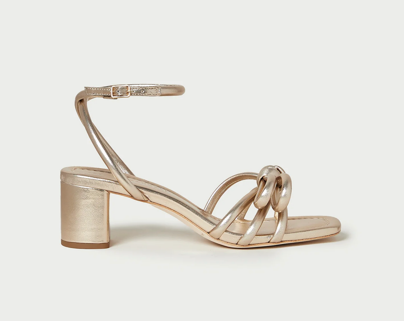Loeffler Randall-Mikel Champagne Bow Mid-Heel Sandal