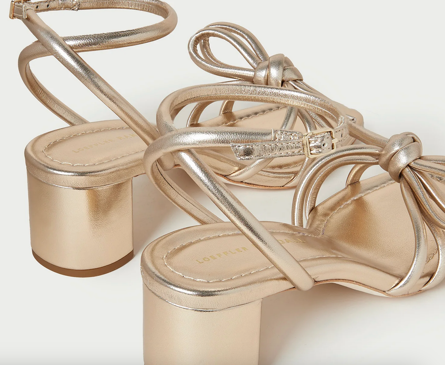 Loeffler Randall-Mikel Champagne Bow Mid-Heel Sandal