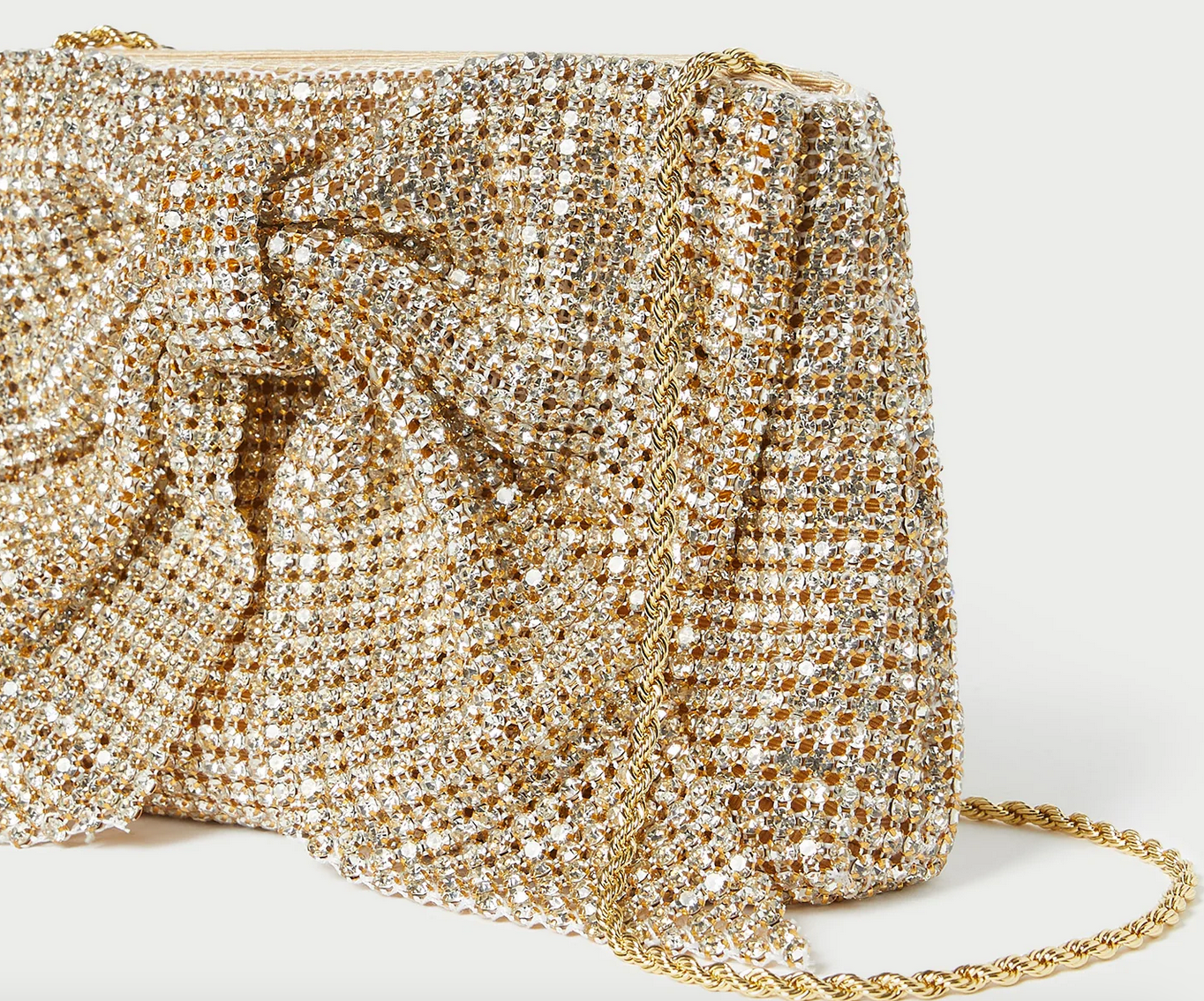 Loeffler Randall-Jolene Gold Diamanté Bow Clutch