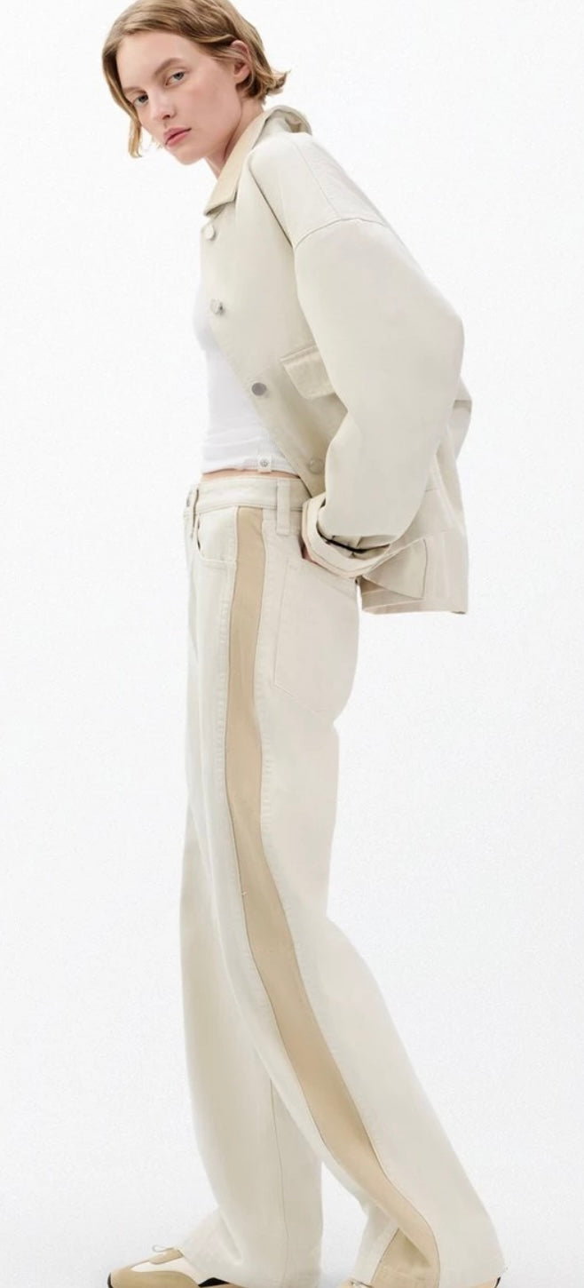 Two Tone Stone Logan spliced Wide Leg