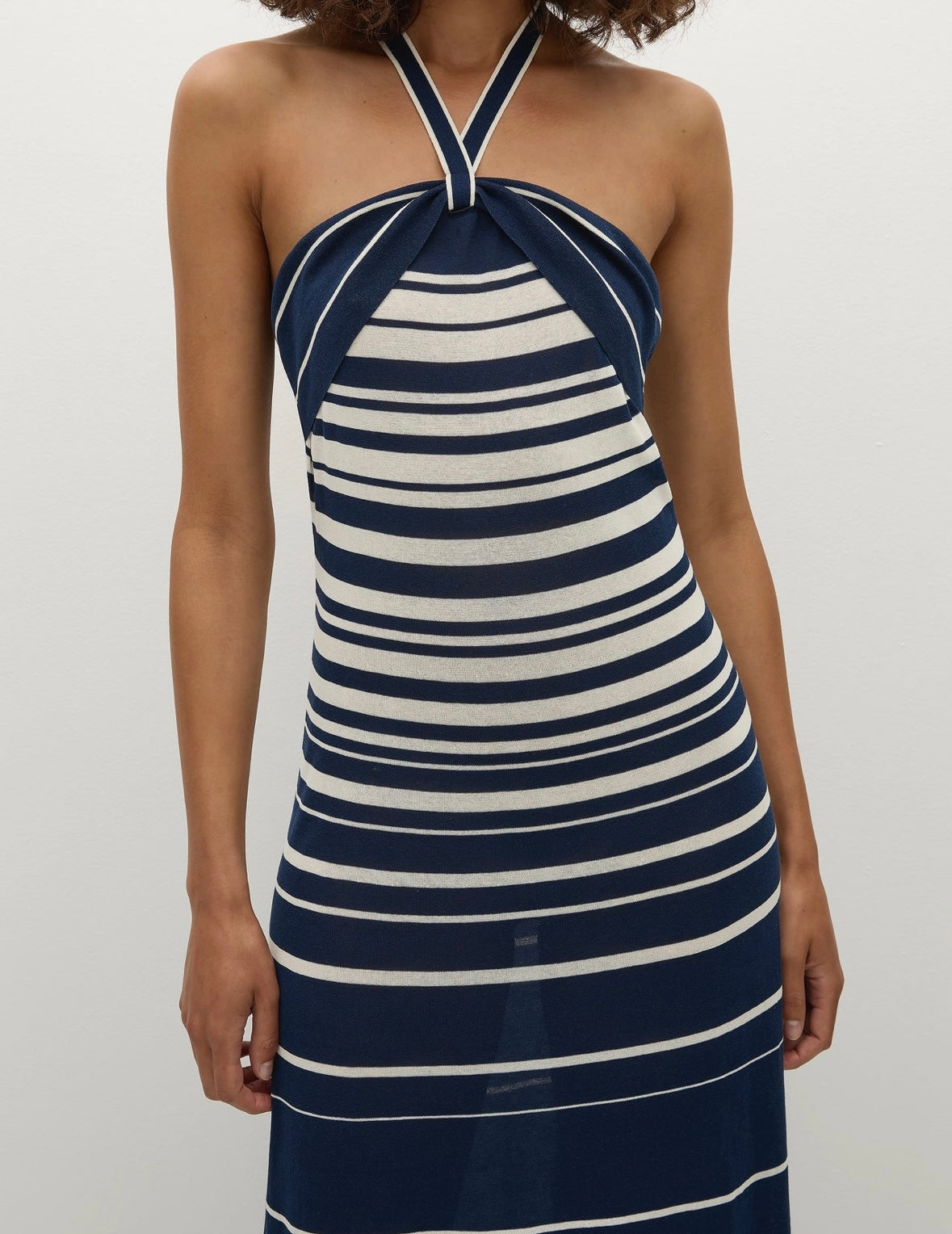 Axel Maxi Dress Accordion Stripe Cream Navy