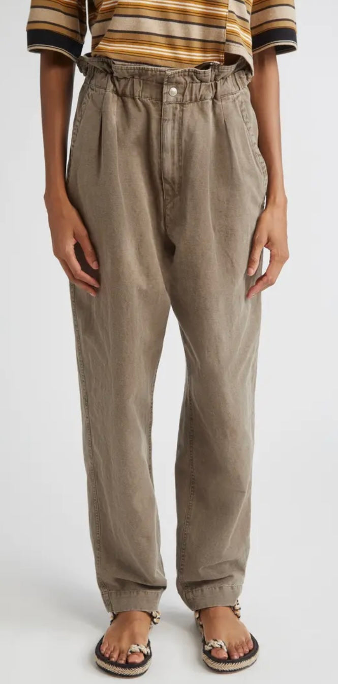 Neariah cotton & linen dark brown pant