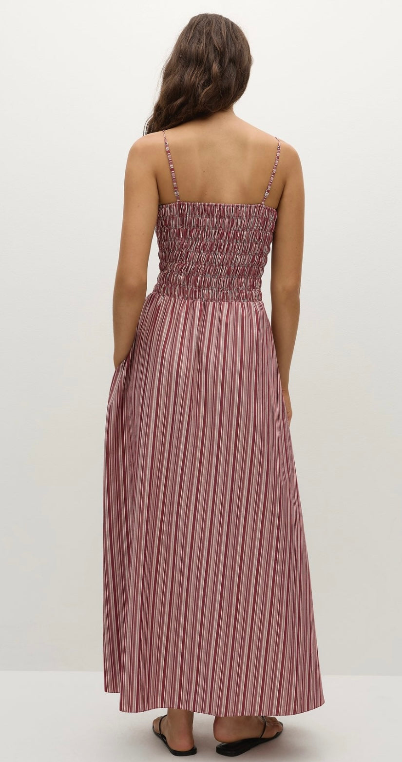 Anniken Maxi Dress Burgundy Stripe