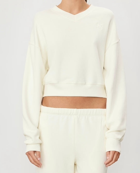 Cropped V-Neck Sweatshirt