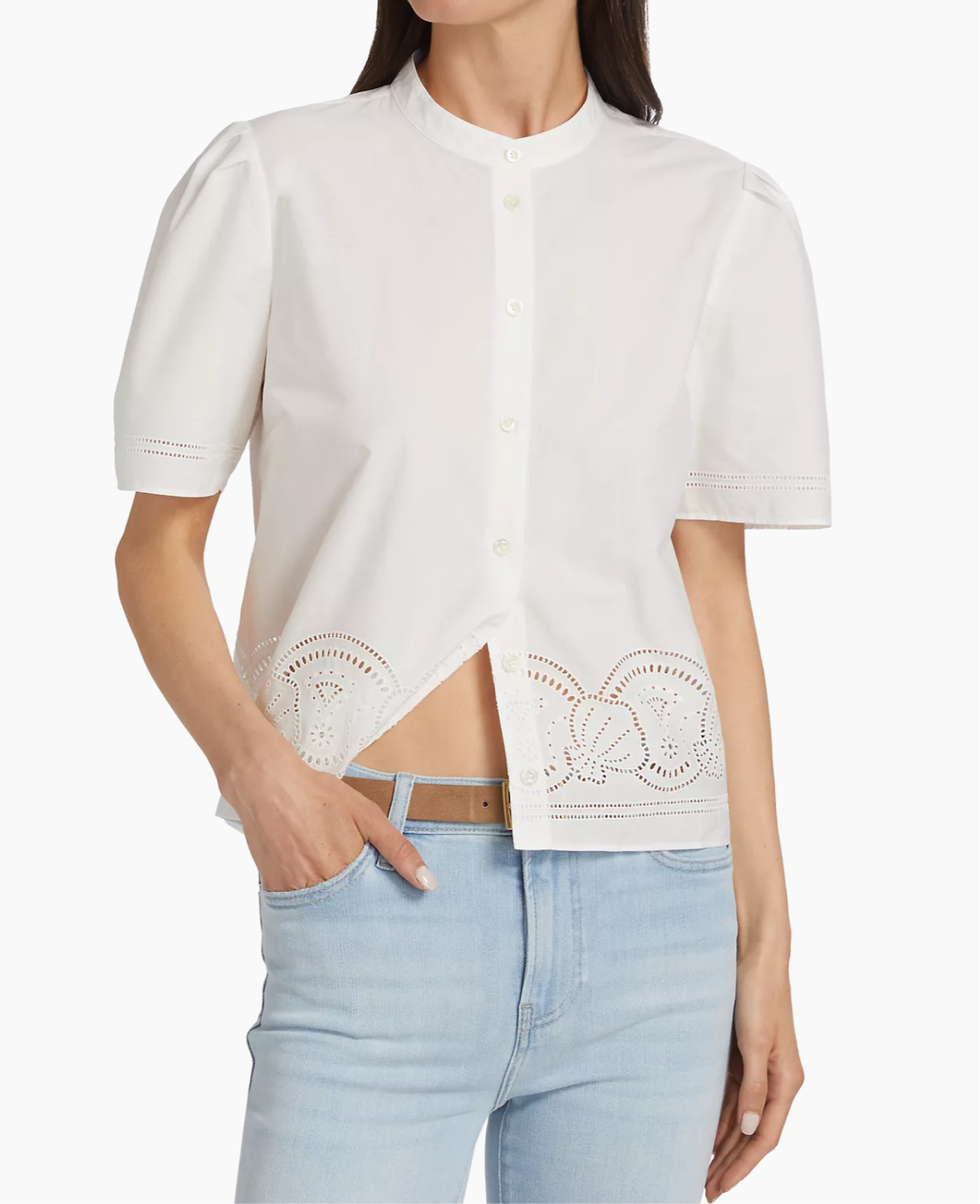 Frame-Embroidered S/S Shirt White