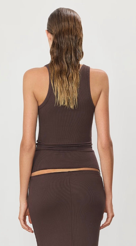 High neck fitted tank (espresso)