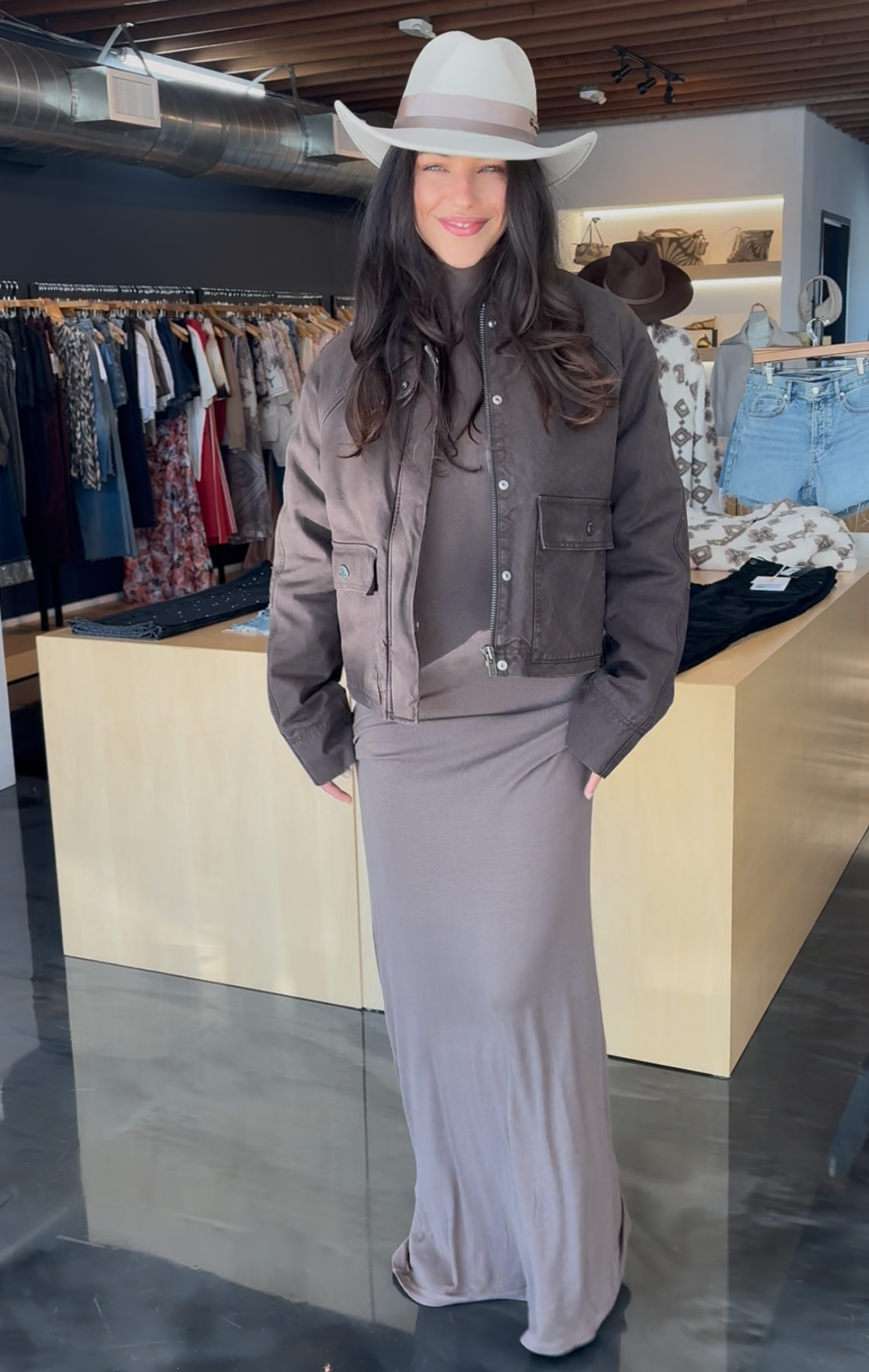 Silk rib fluid turtleneck dress