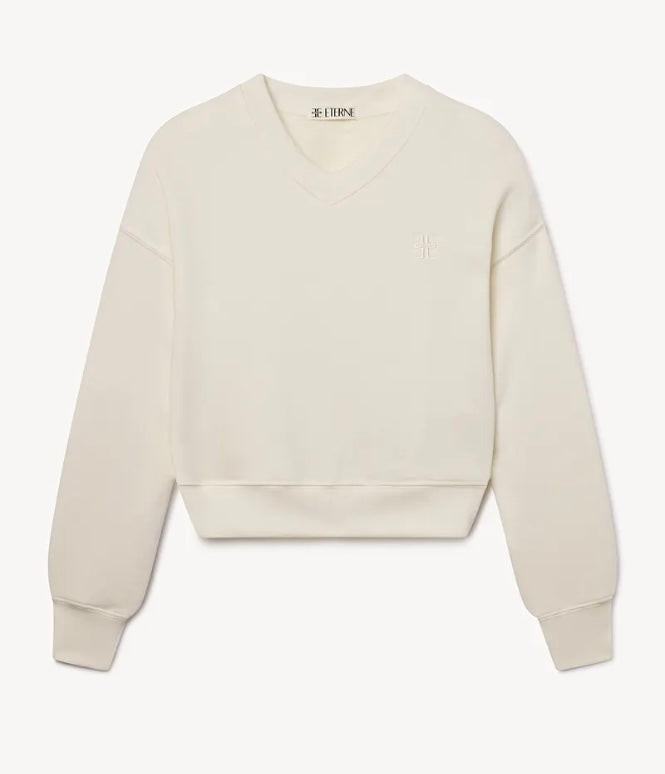 Cropped V-Neck Sweatshirt