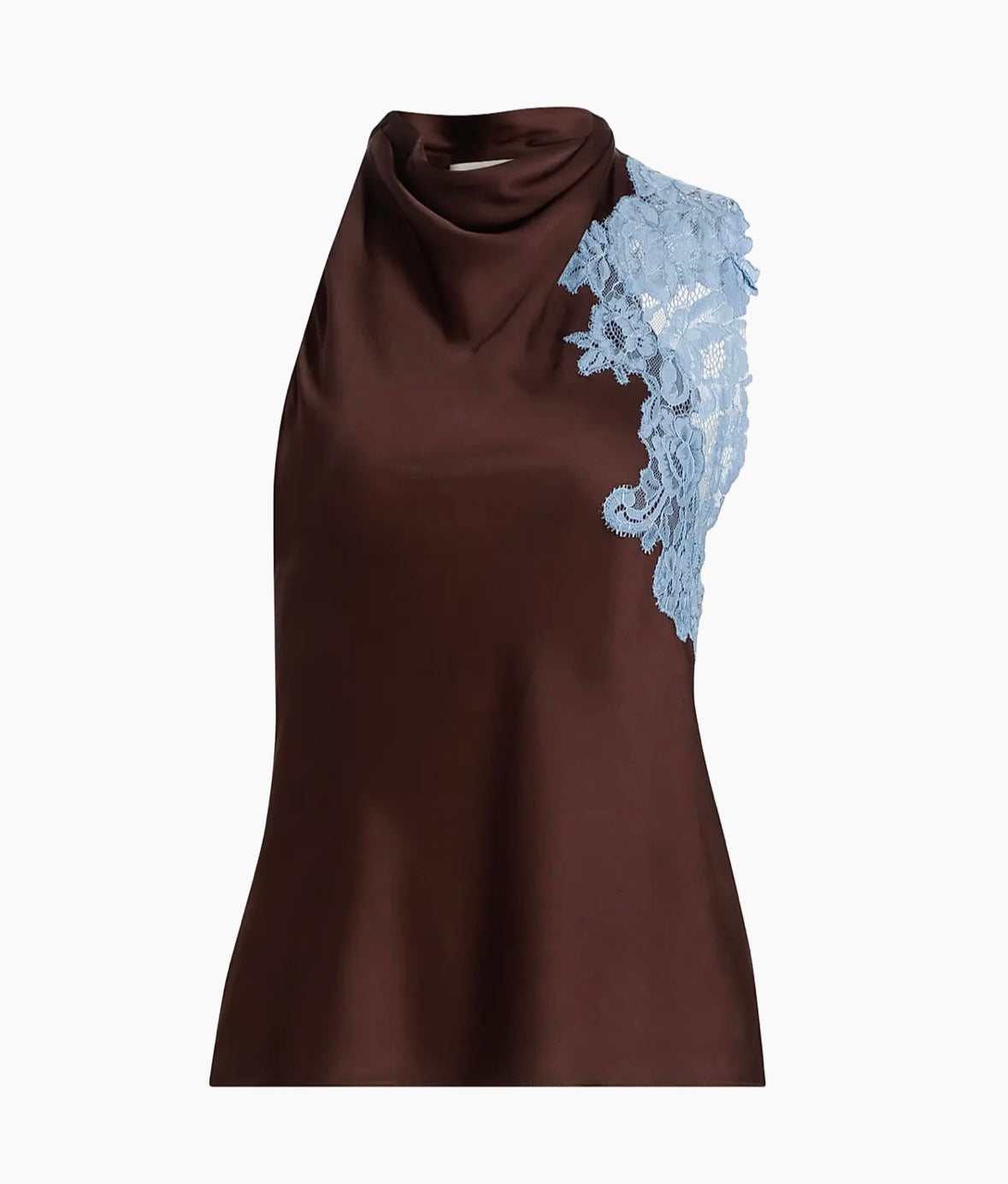 Rose Lace-Trim Satin Top