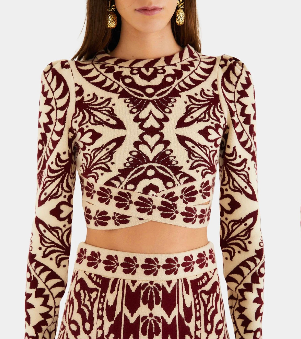 Pineapple Love Burgundy Knit Topping