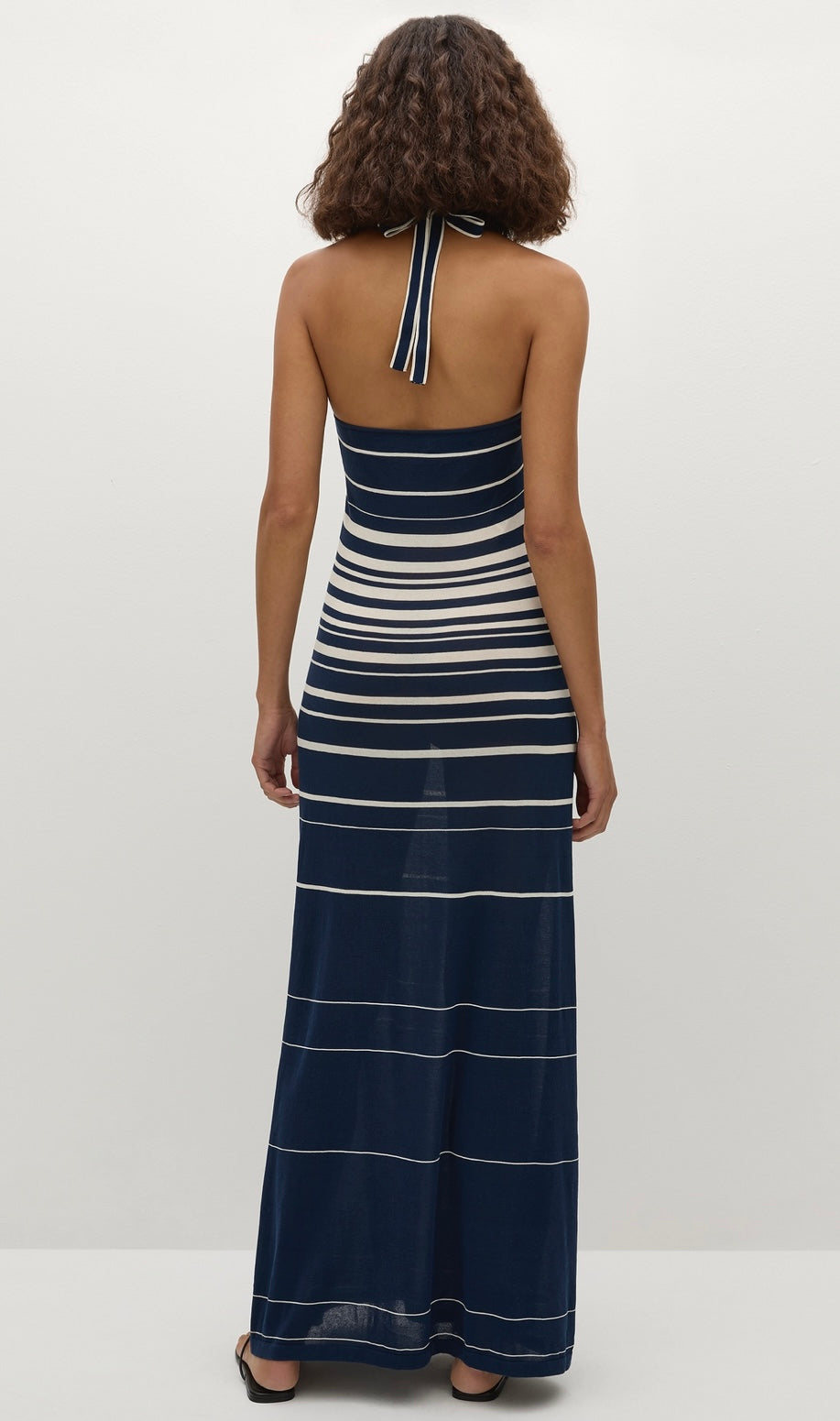 Axel Maxi Dress Accordion Stripe Cream Navy